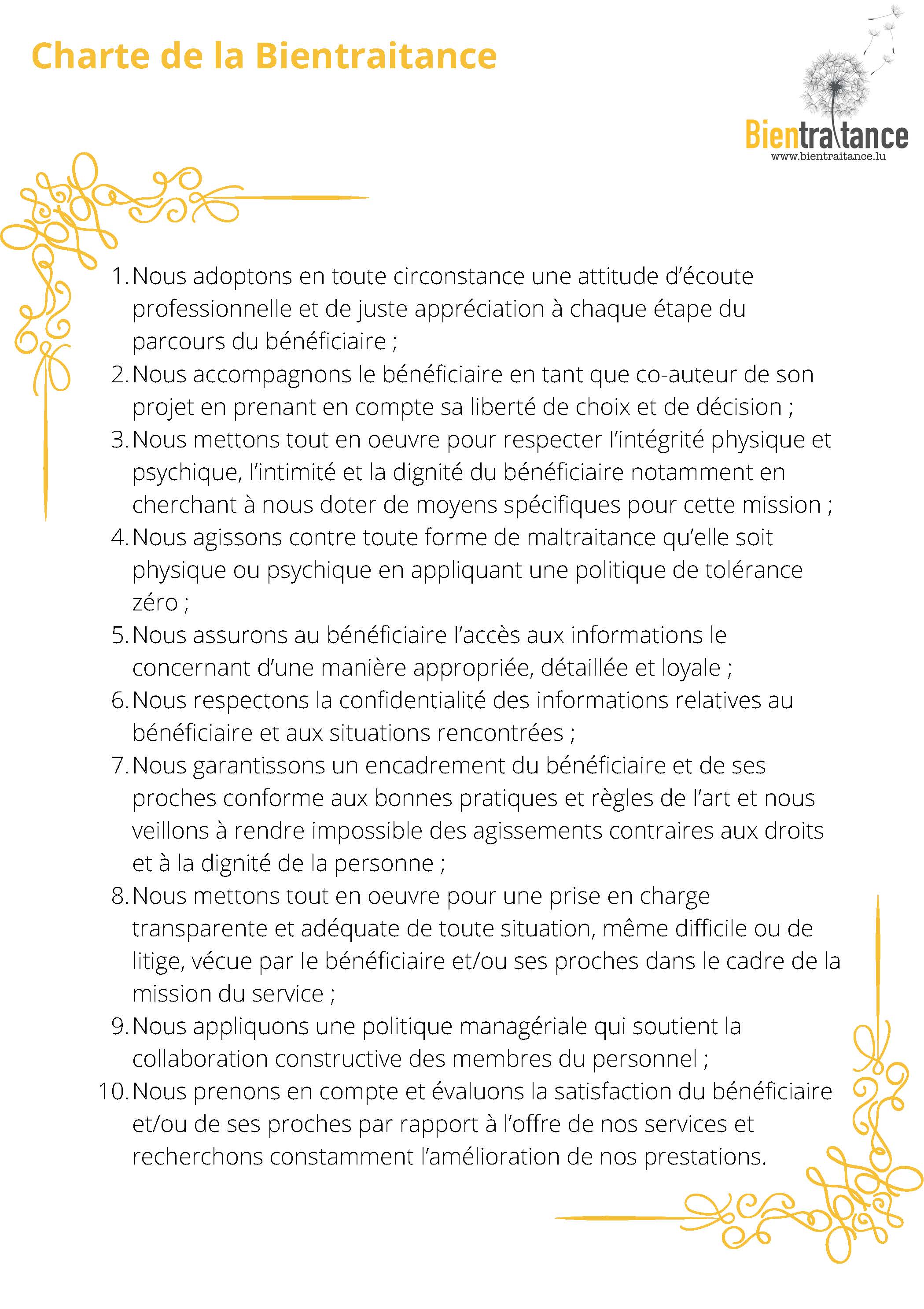 Charte de la Bientraitance